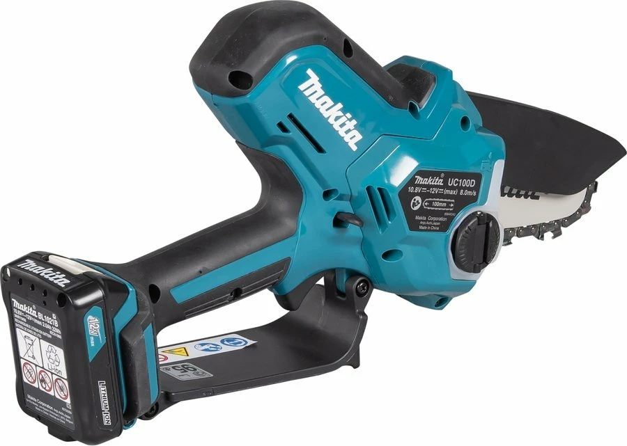 Sharrë zinxhir me bateri Makita UC100DWA01 12 V 10 cm 2 Ah blu/zezë set me 1 bateri + karikues