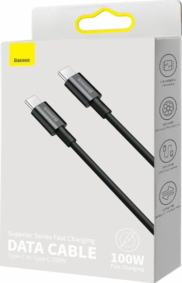 Kabllo USB-C në USB-C Baseus Superior BSU2850BLK 2 m 100 W USB 3.0, e zezë