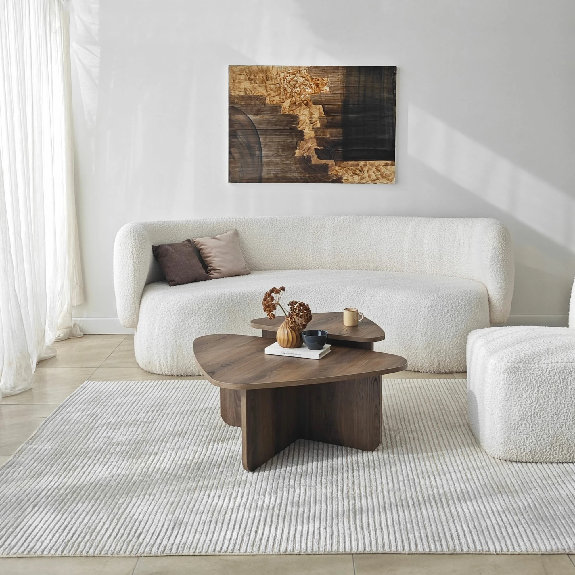 Set tavolinash kafeje Hanah Home, Ballare, ngjyrë arre
