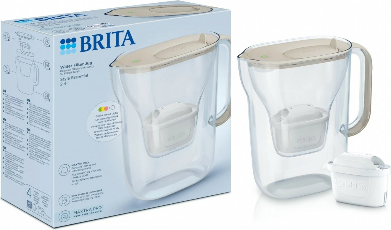 Ibrik filtri Brita Style Essential, 2.4L, sand beige, me filtër MAXTRA PRO