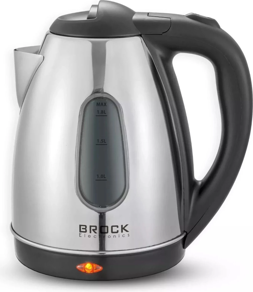 Çajnik elektrik Brock WK 0601 SS, 1.8L, 1500W, inox, argjendtë/zezë