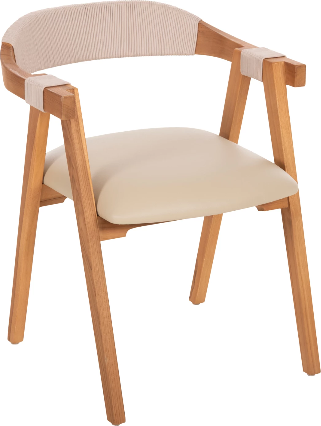 Karrige ngrënieje RIMINI FH9867.07 dru TEAK natyral-bezhë litar & vend PU 60x61x75.5H cm