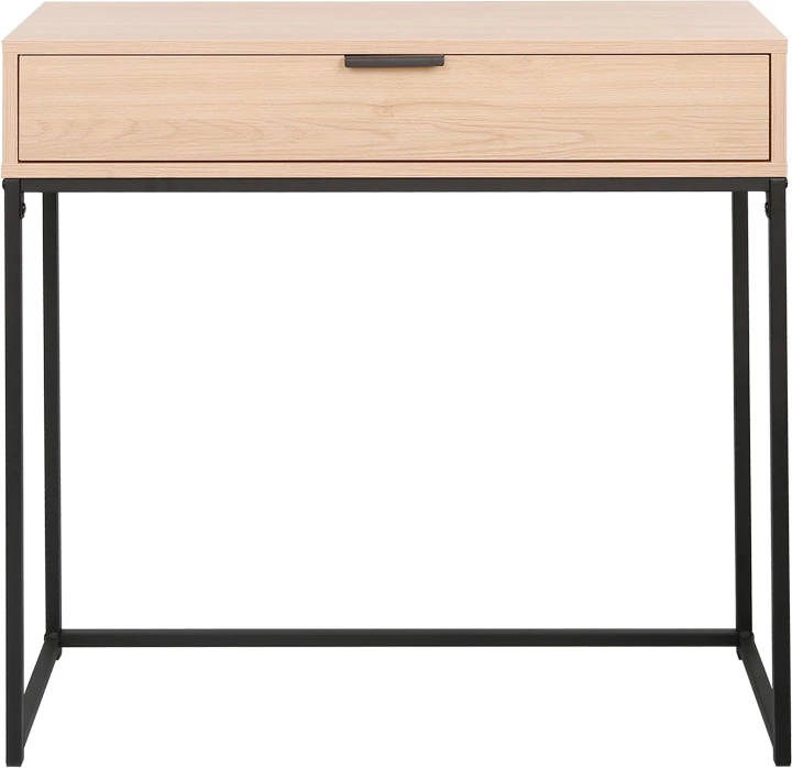 Konsolë Joumpa me sirtar, ngjyrë natyrale, metal i zi, 80x28x76.5cm