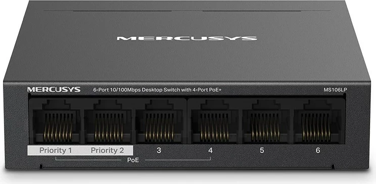Switch Mercusys 6-Port MS106LP, 10/100Mbps, PoE+, i zi