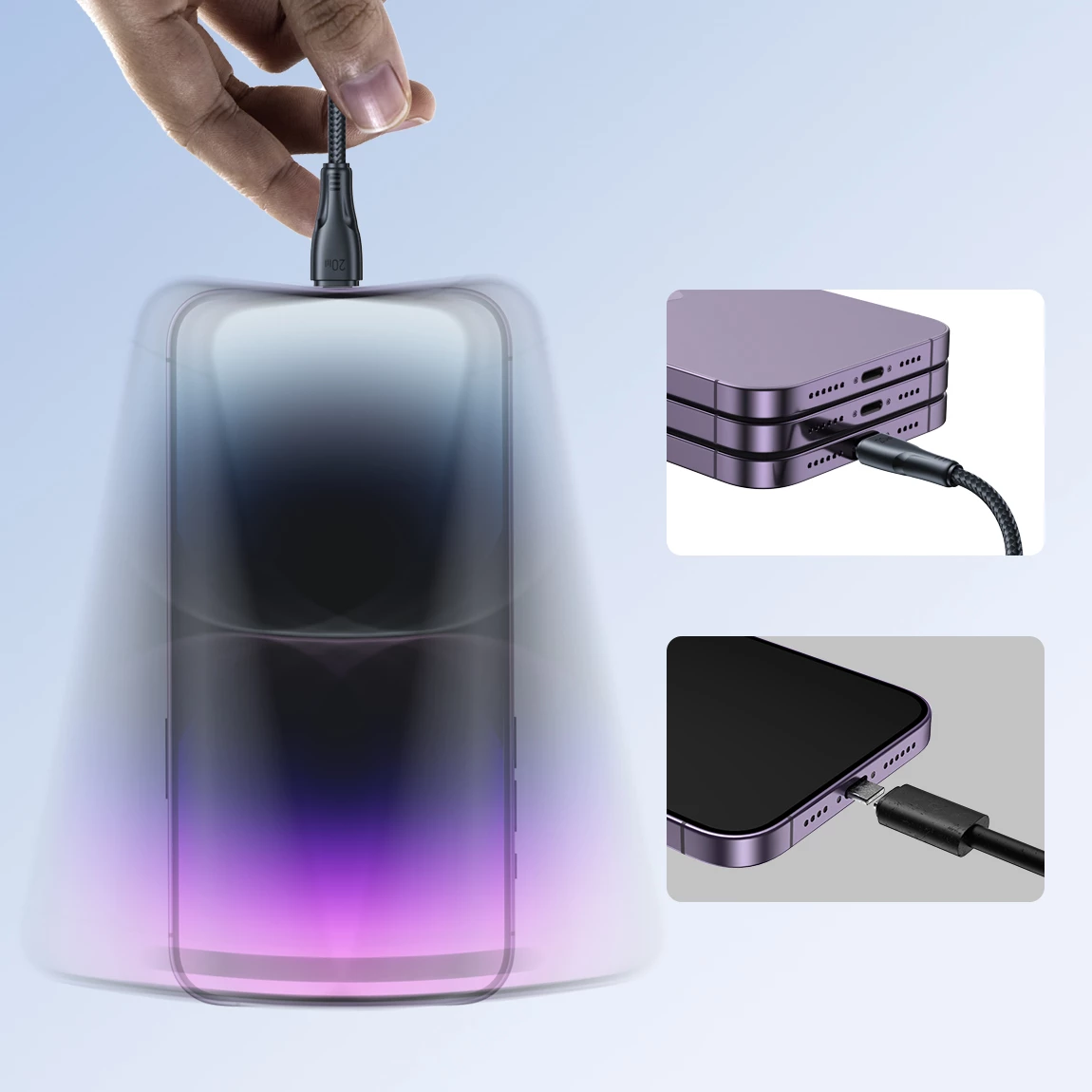 Kabllo Joyroom Surpass Series A11, USB-C në Lightning, 0.25m, 20W, e zezë