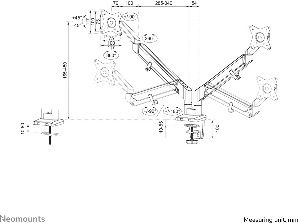 Krah monitori Neomounts DS70-810BL2, Newstar, 9 kg, 32", i zi