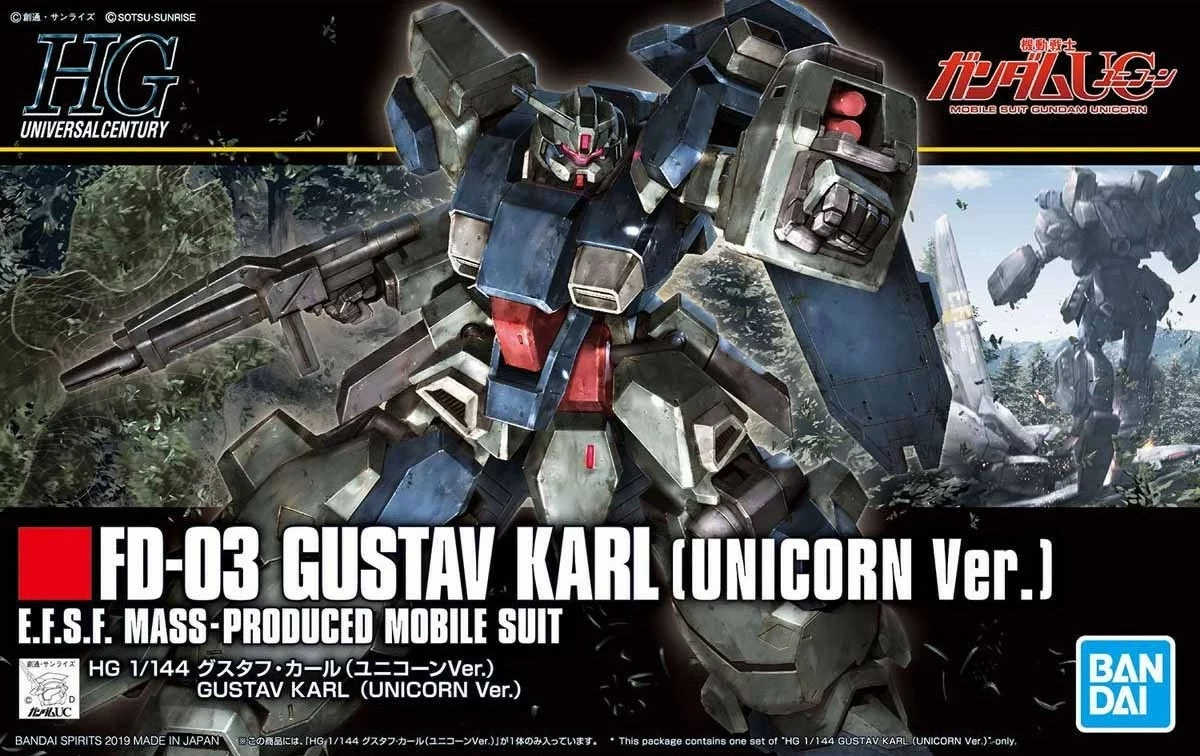 Figure BANDAI Gundam HGUC 1/144 Gustav Karl (Unicorn Ver) Multikolor