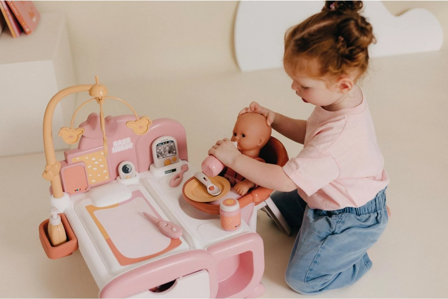 Kënd elektronik për kujdes kukullash Smoby Baby Nurse, me 19 aksesorë, Multikolor