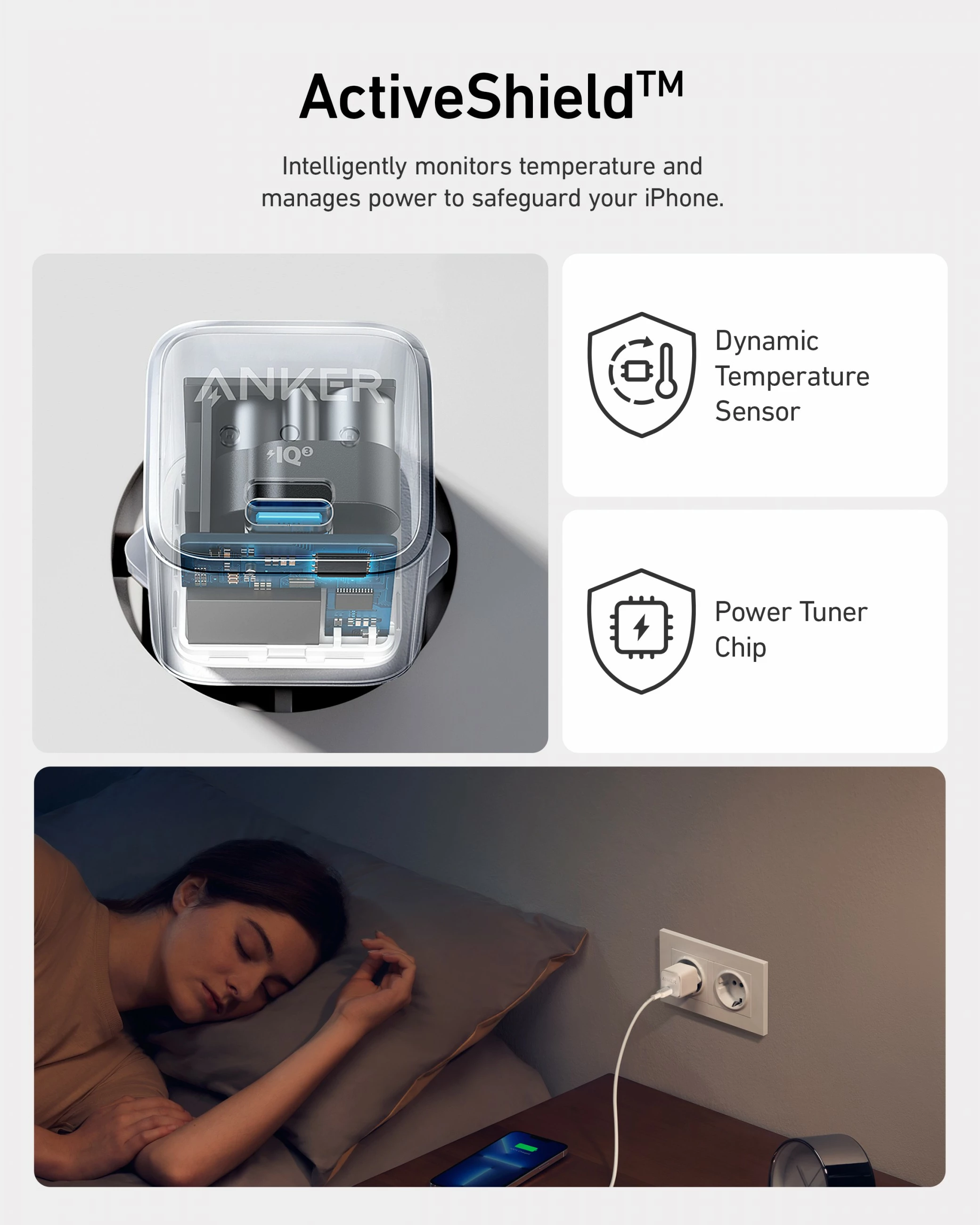 Karikues Anker 511 Nano Pro, USB, 20 W, Bardhë