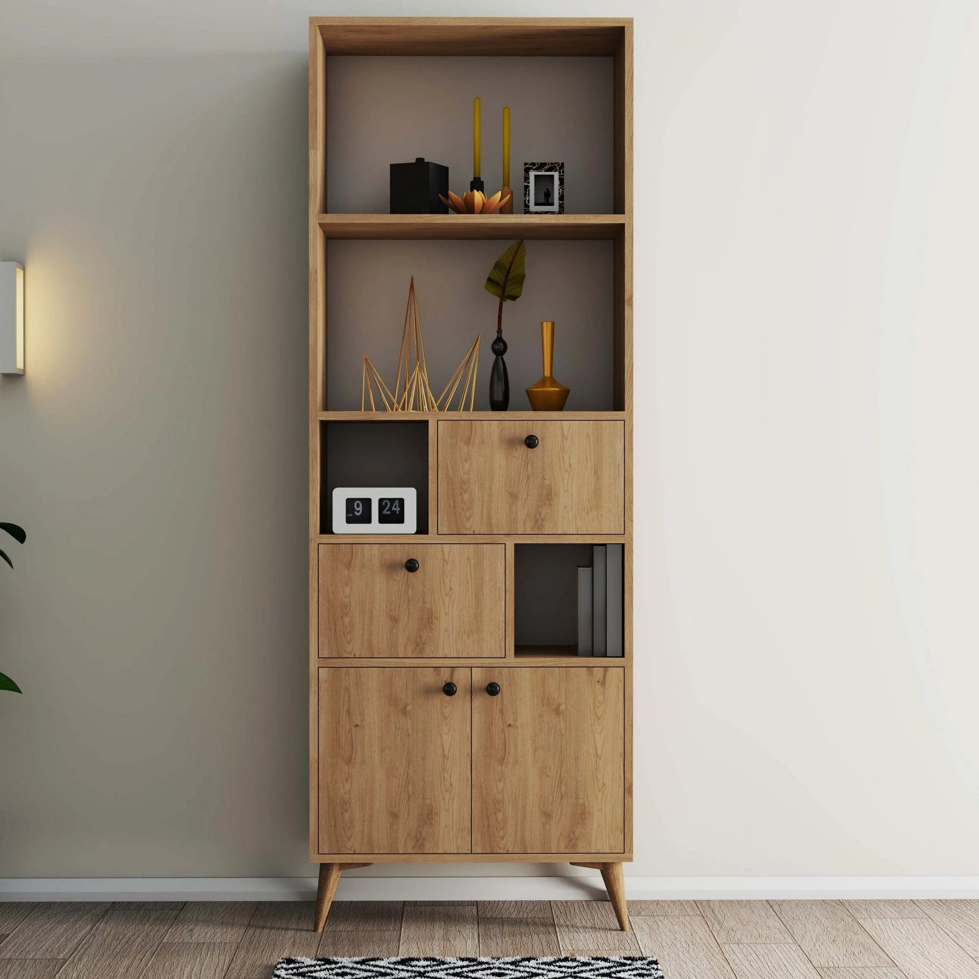 Raft librash, ngjyrë lisi, Skye Decor, Ninova - 1956