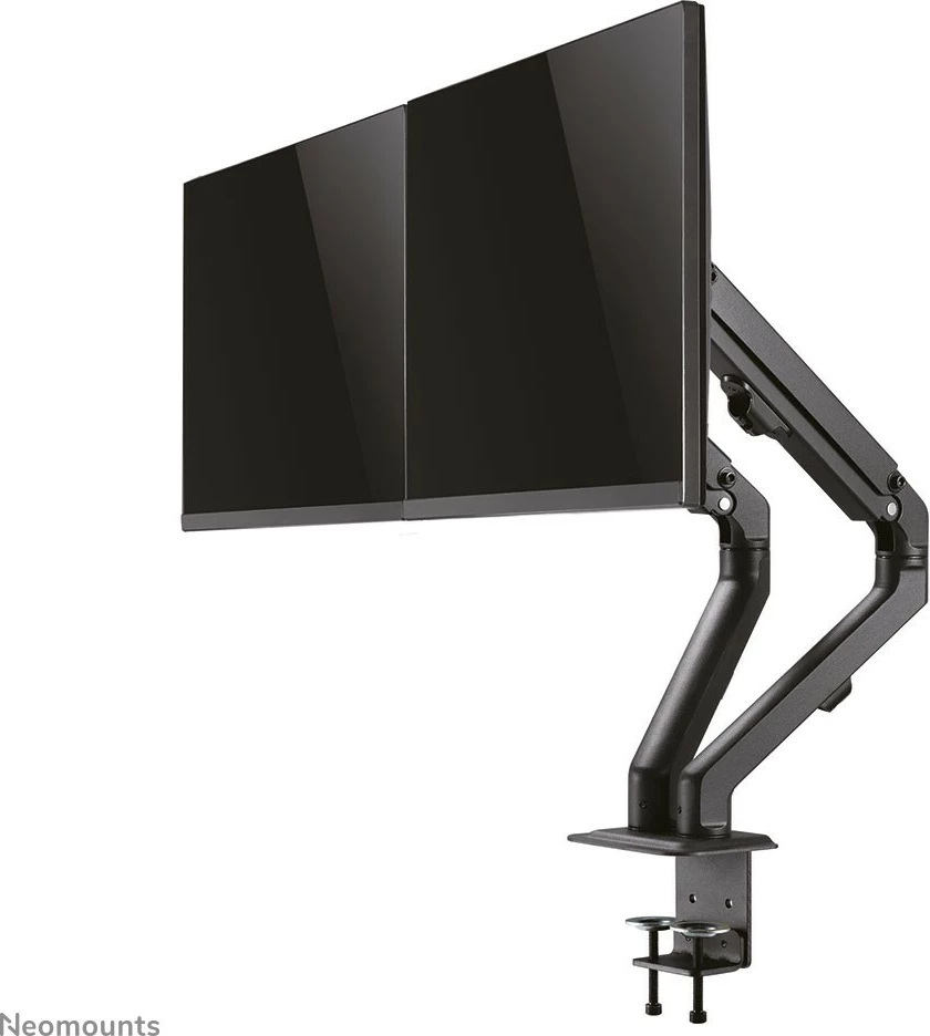 Krah monitori Neomounts FPMA-D650DBLACK, për 2 monitorë, 17-27 inç, rregullim lartësie me gas spring, ngjyrë e zezë