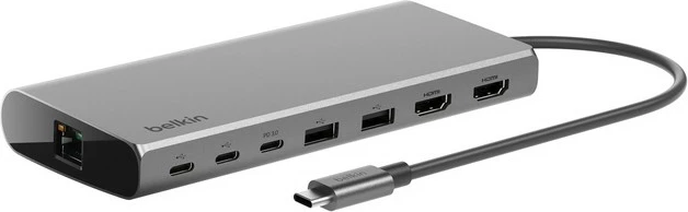 Hub USB-C Belkin INC015BTSGY-CZ, 8 porte, 100W, 4K, alumini