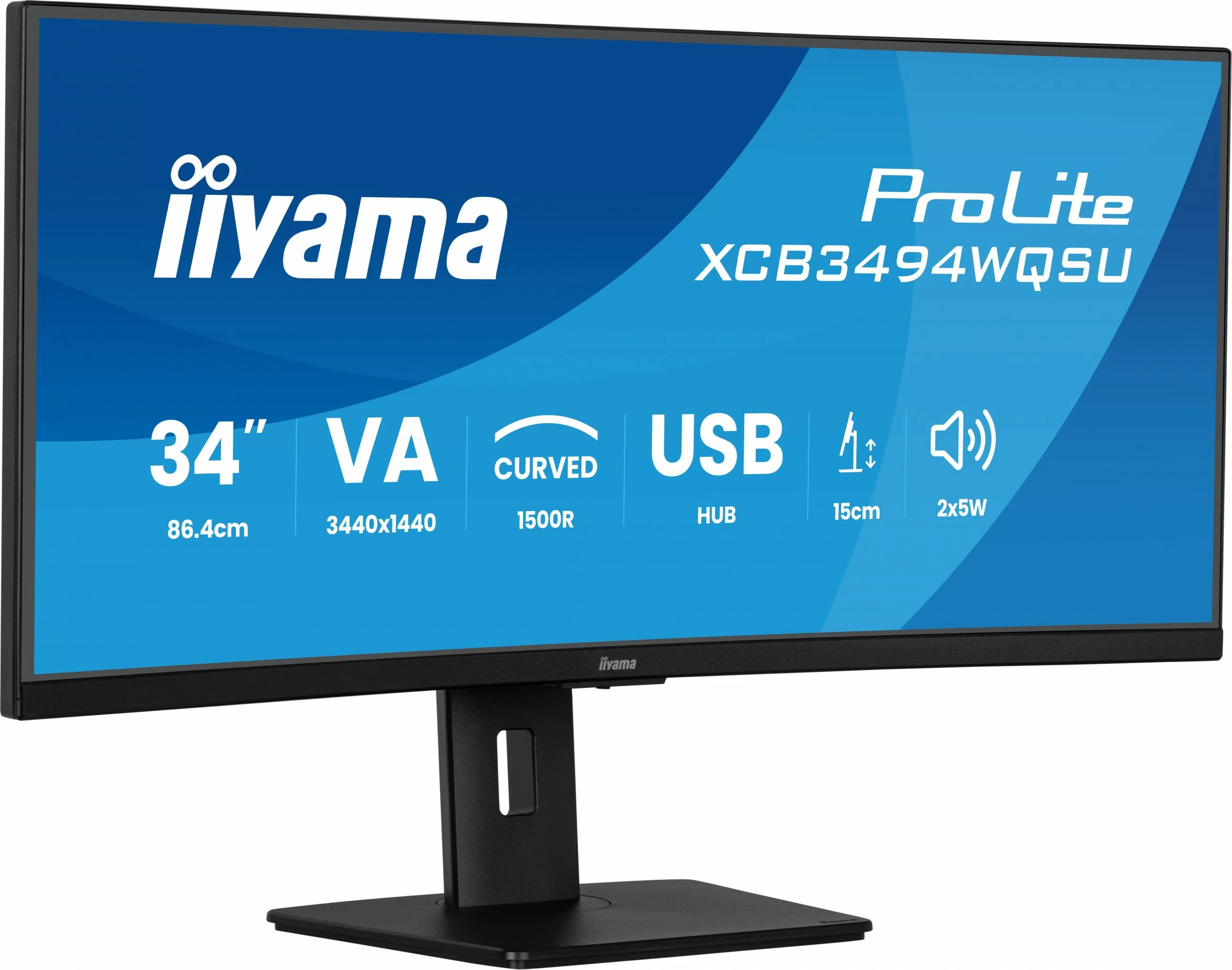 Monitor iiyama ProLite XCB3494WQSU-B1, 34 inç, UltraWide Quad HD, LED, 0.4 ms, zi