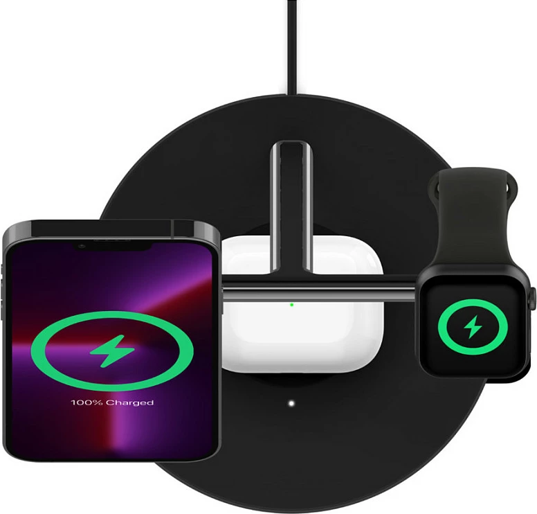 Karikues wireless Belkin WIZ017vfBK, 15W, për celular, smartwatch dhe kufje, i zi