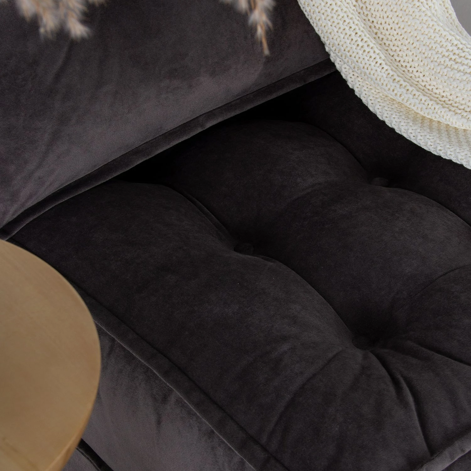 Krevat-karrige një vendës, Atelier del Sofa, kadife, ngjyrë antracit