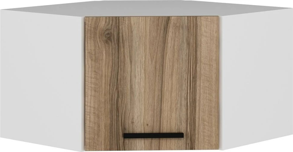 Dollap këndor për mur, ngjyrë e bardhë dhe dore, Skye Decor