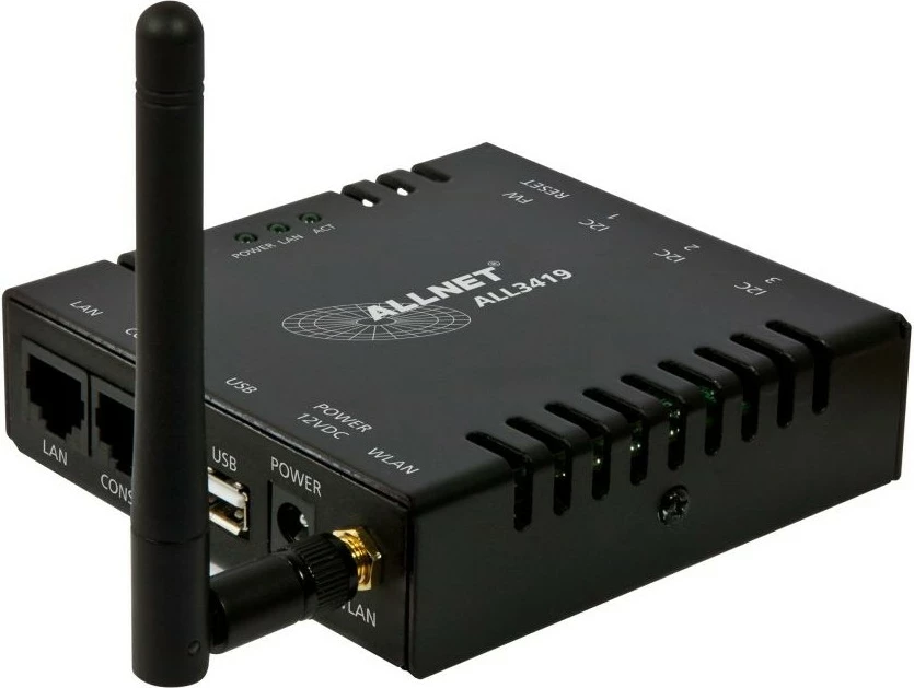 Termometër IP ALLNET ALL3419, Wired & Wireless, Fast Ethernet, Wi-Fi 4, 150 Mbit/s, E zezë