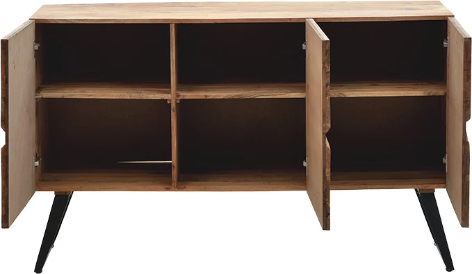 Komodinë Imena dru i fortë 4cm natyral-e zezë 148x43.5x86cm