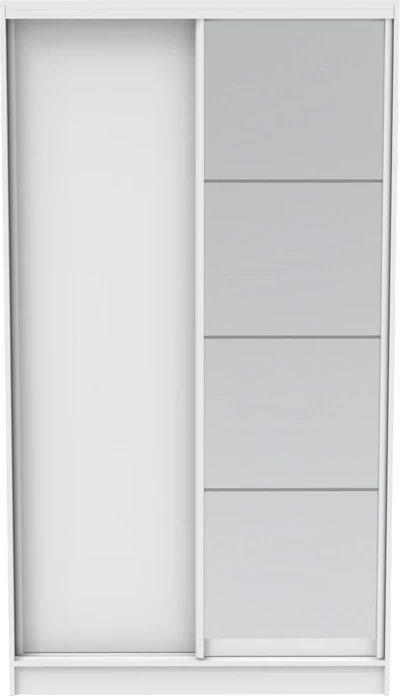 Dollap rrëshqitës dy-fletësh me pasqyrë, ngjyrë e bardhë, 120x60x220cm