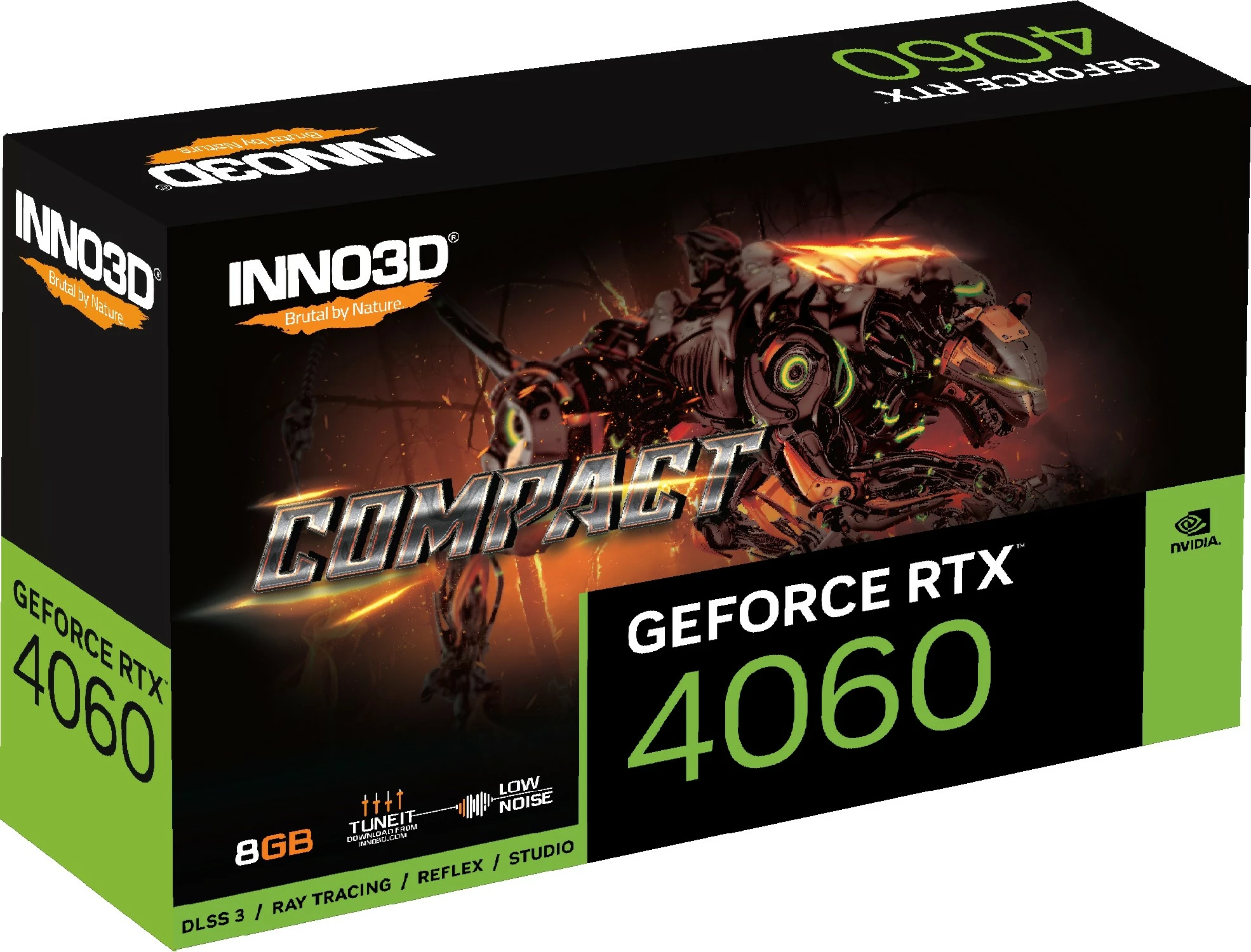 Kartelë grafike Inno3D GeForce RTX 4060 Compact, 8 GB, GDDR6, e zezë