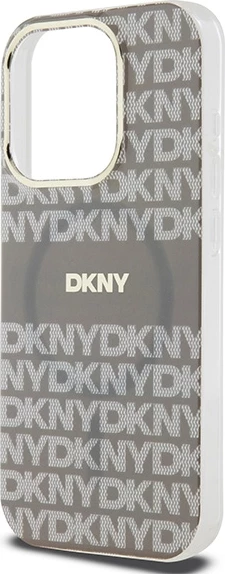 Mbështjellës DKNY IML Mono & Stripe MagSafe për iPhone 15 Pro Max, bezhë