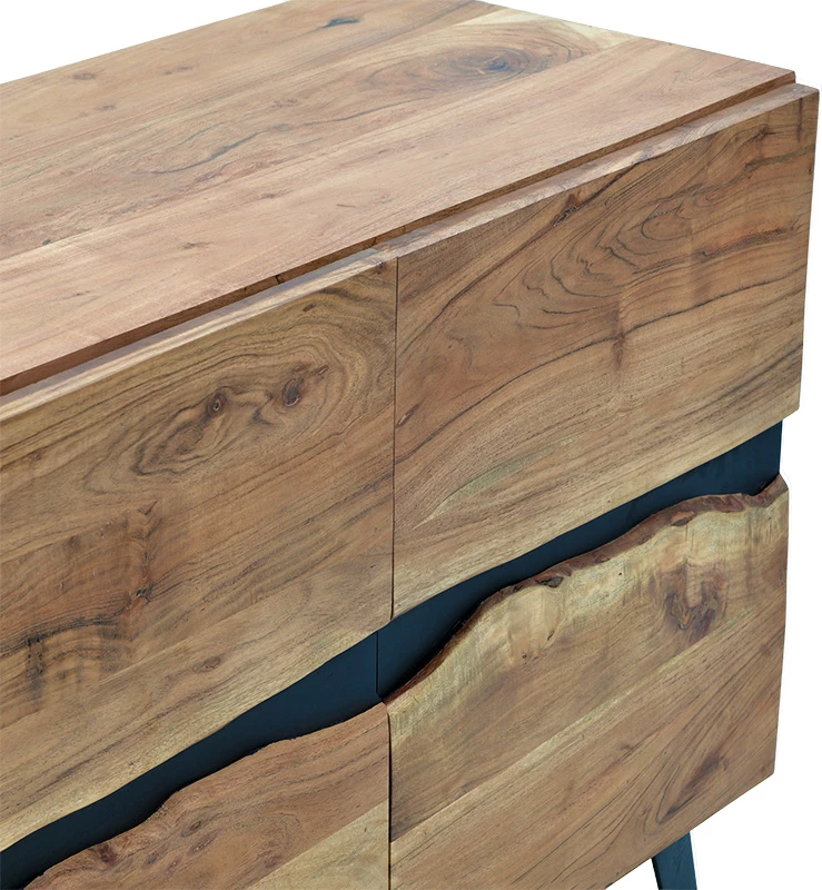 Komodinë Imena dru i fortë 4cm natyral-e zezë 148x43.5x86cm