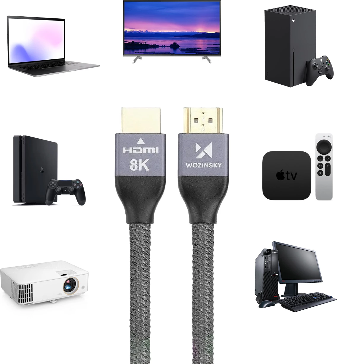 Kabllo HDMI Wozinsky WHDMI-50, 5m, 8K 60Hz, 48Gbps, argjendtë