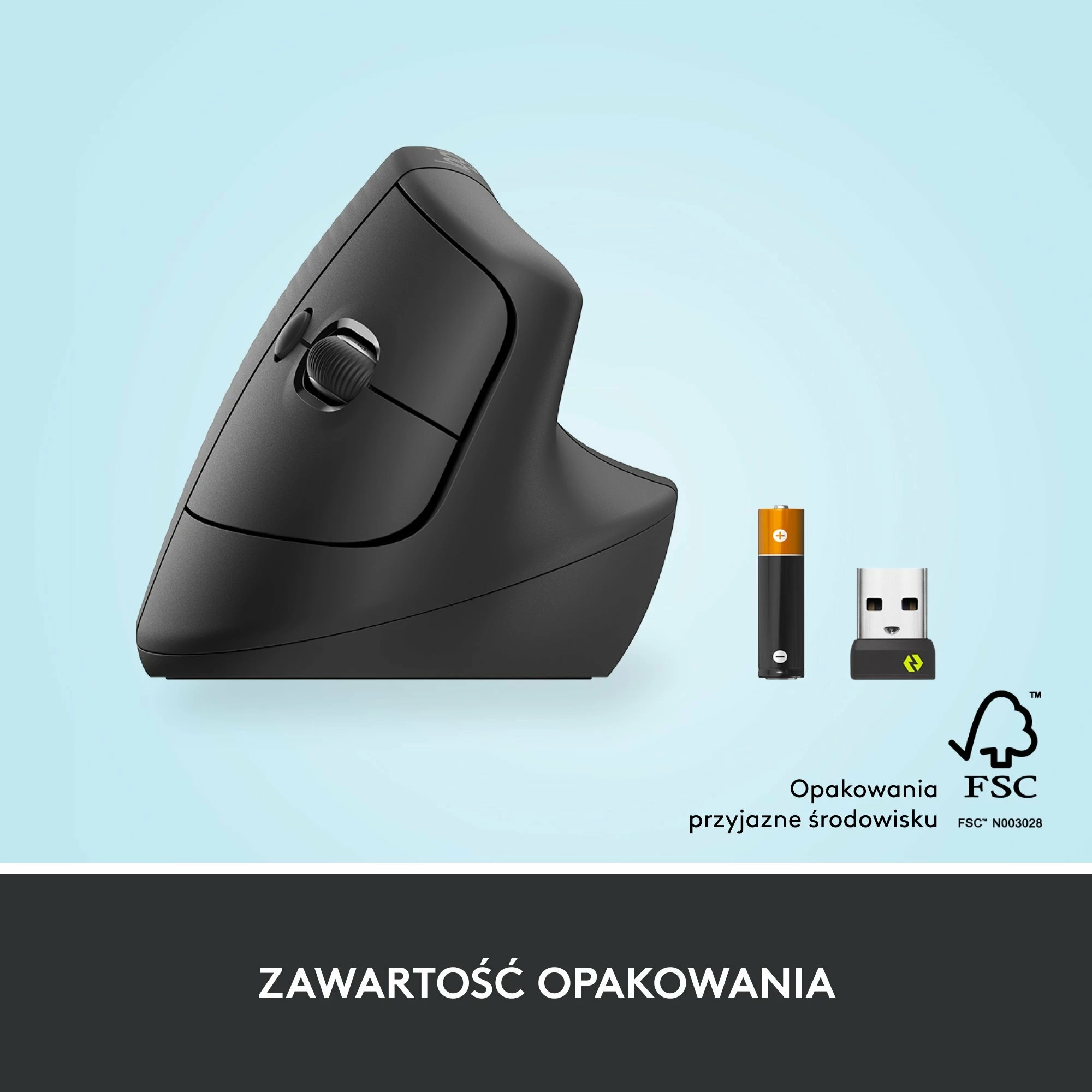 Maus Logitech Lift 910-006473, wireless vertikal ergonomik, 4000 DPI, Bluetooth/USB, Graphite
