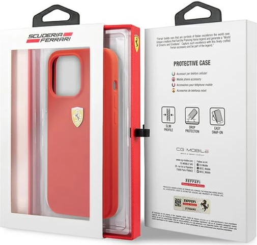 Mbështjellës Ferrari FESSIHCP13XRE për iPhone 13 Pro Max 6.7", silikon, kuq