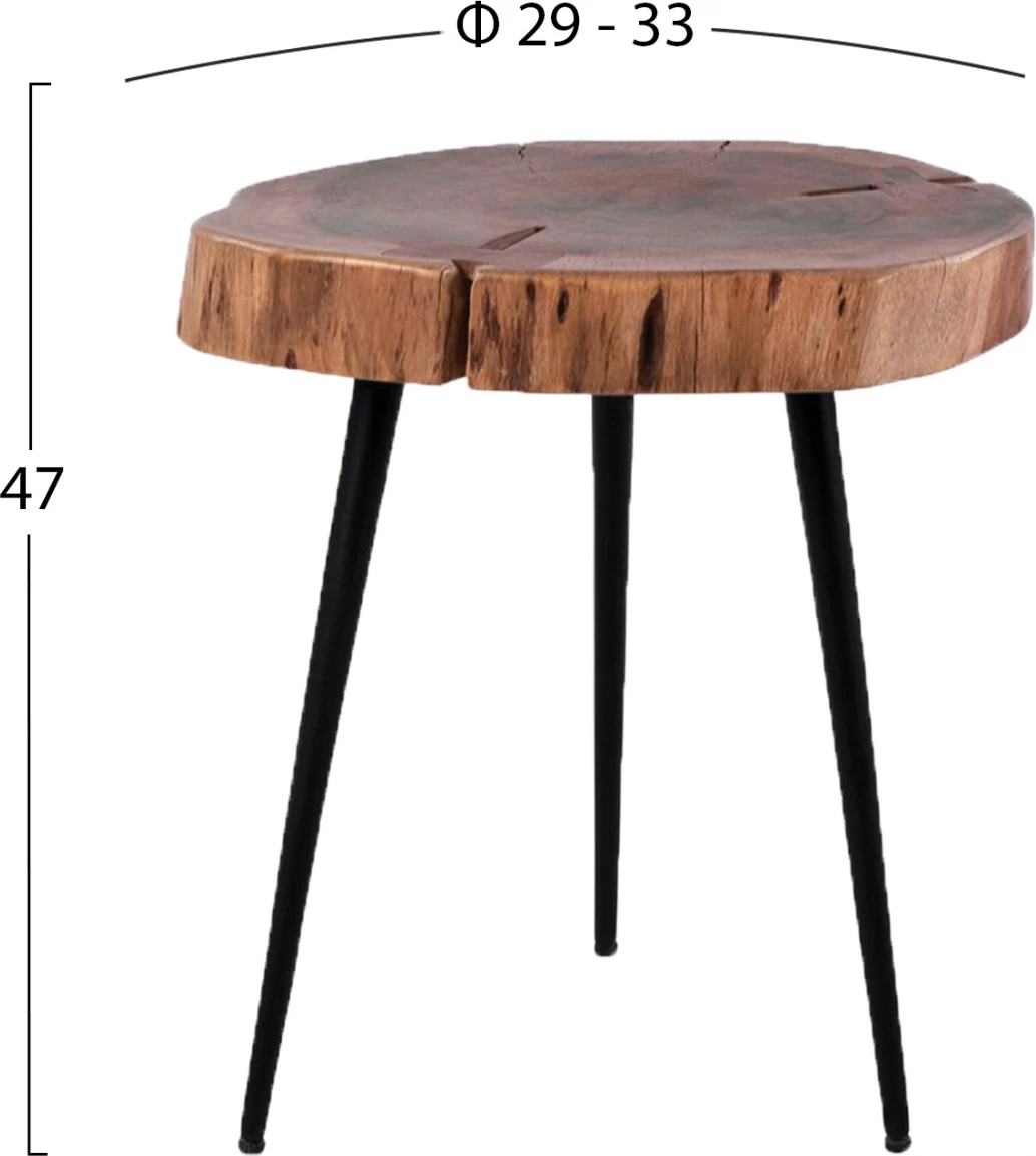 Tavolinë kafeje me 3 këmbë, dru akacie natyrale, FH8369.11