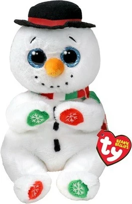 lodër pellushi, TY, 41286, snowman 15 cm, e bardhë e zezë