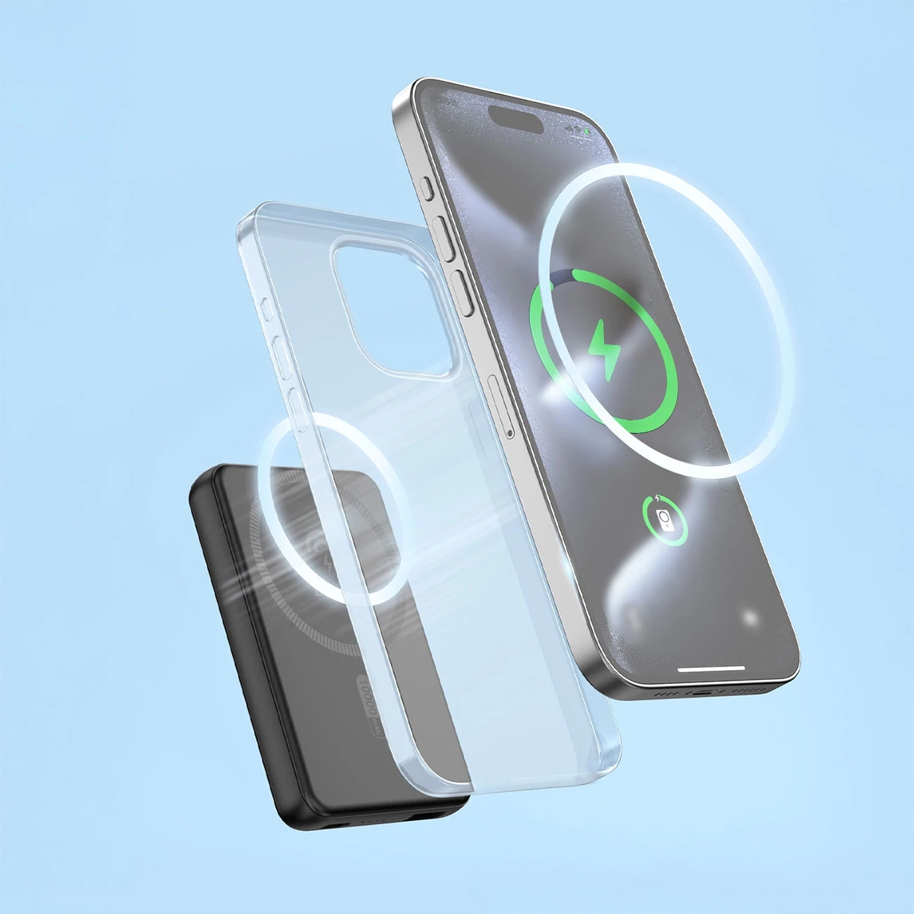 Powerbank Dudao K14S+, 10000mAh, 20W, USB-A/USB-C/MagSafe, me mbajtëse, e zezë