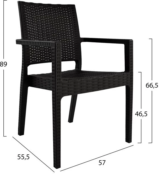 Karrige me krahë polipropileni, ngjyrë kafe e errët, FH5134.02, 57x55,5x89 cm