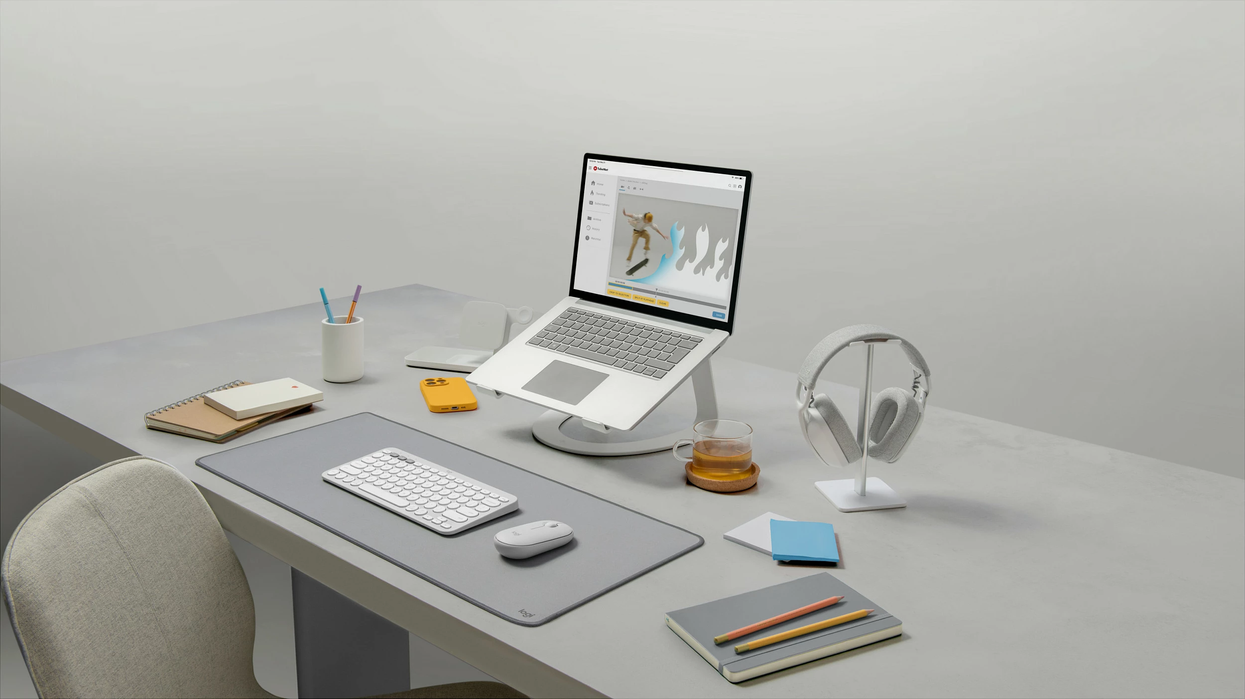 Set tastierë dhe maus Logitech Pebble 2, pa kabllo, gjermanisht, e bardhë