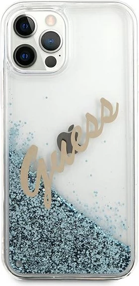 Mbështjellës Guess GUHCP12LGLVSBL për iPhone 12 Pro Max 6.7", Glitter, Blu