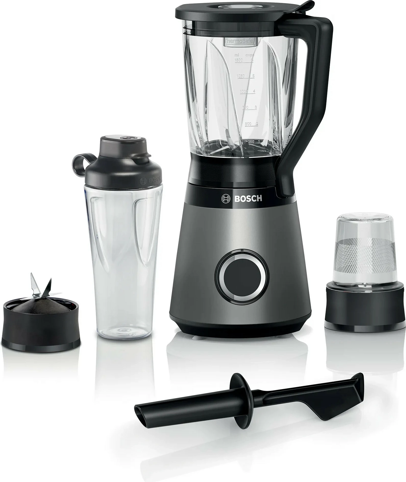 Blender tavoline Bosch Serie 4 MMB6177S, 1.5L, 1200W, i zi/argjendtë