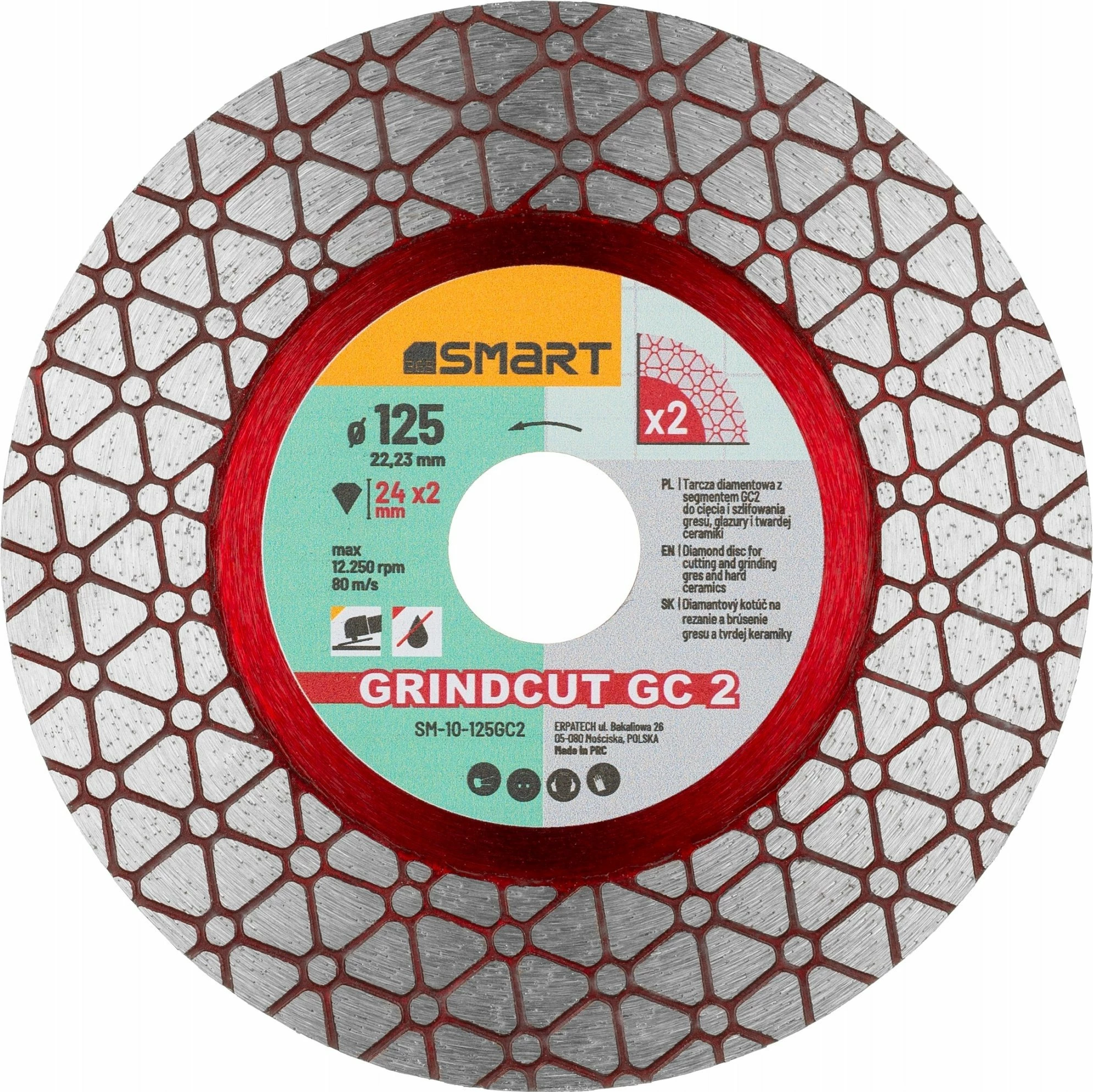 Disk diamanti 2-në-1 SMART365 SM-10-125GC2 125mm (vrimë 22.23mm) për prerje dhe bluarje gres/keramikë