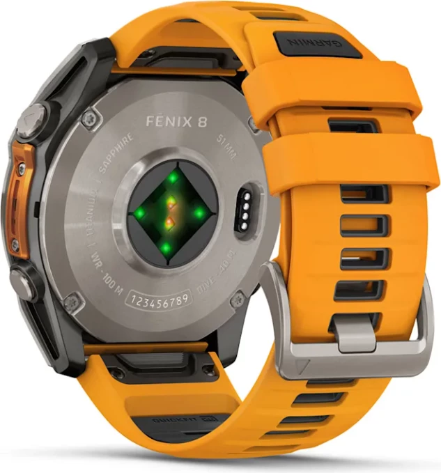 Smartwatch Garmin fēnix® 8 AMOLED, Sapphire Titanium with Spark Orange / Graphite silicone strap, 51 mm