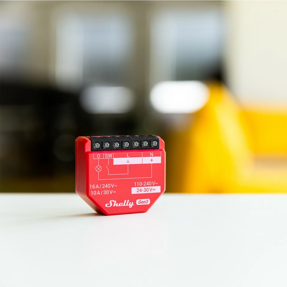 Switch i mençur Shelly 1PM Gen3, Wireless, Plastik, 30 m, 50 m, Kuq