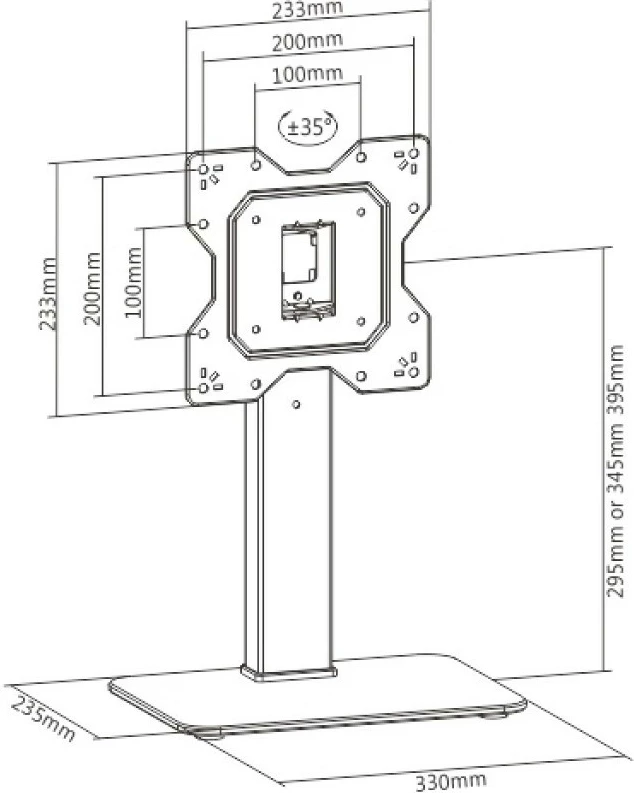 Qëndrim tavoline Techly 364095 për monitor/TV 23-43", 40kg, i zi