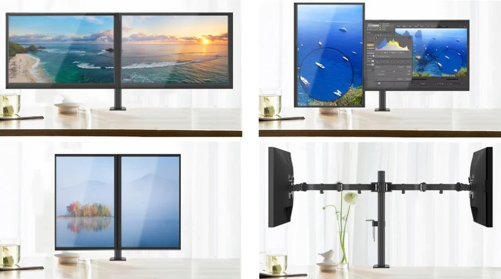 Mbajtëse tavoline për 2 monitorë Techly 13-27", me kllampë ICA-LCD 482-D, e zezë