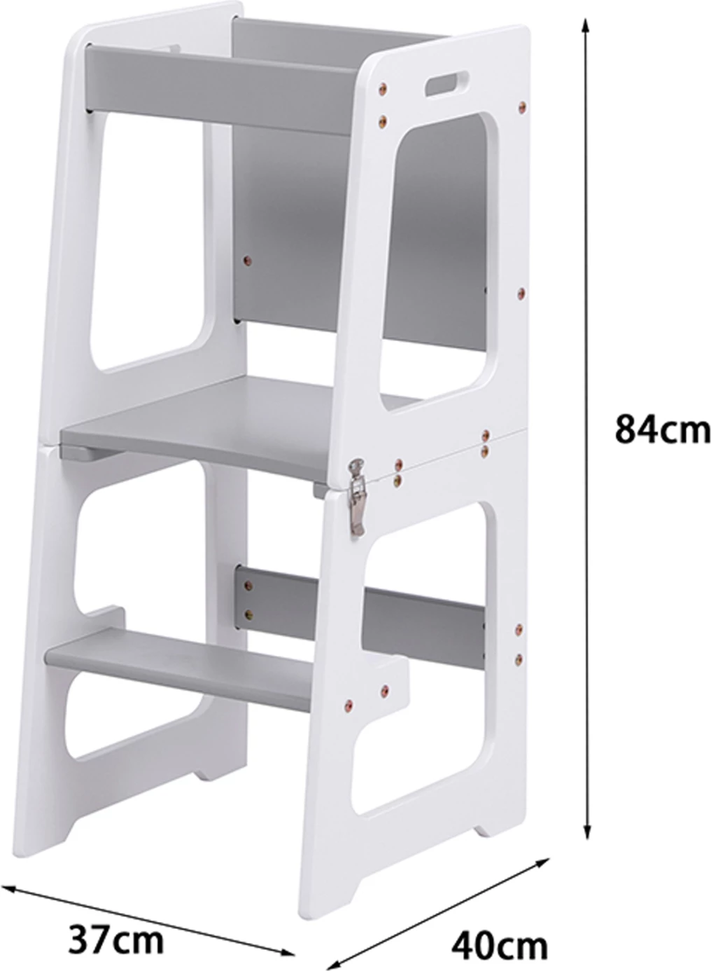 Kullë mësimi për fëmijë me tabelë, dru pishe, e bardhë/gri, RICKI FH18345.03, 37x40x84cm