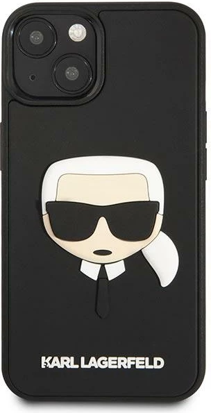 Mbështjellës Karl Lagerfeld KLHCP14MKH3DBK për iPhone 14 Plus 6.7", i zi, hardcase 3D Rubber Karl's Head