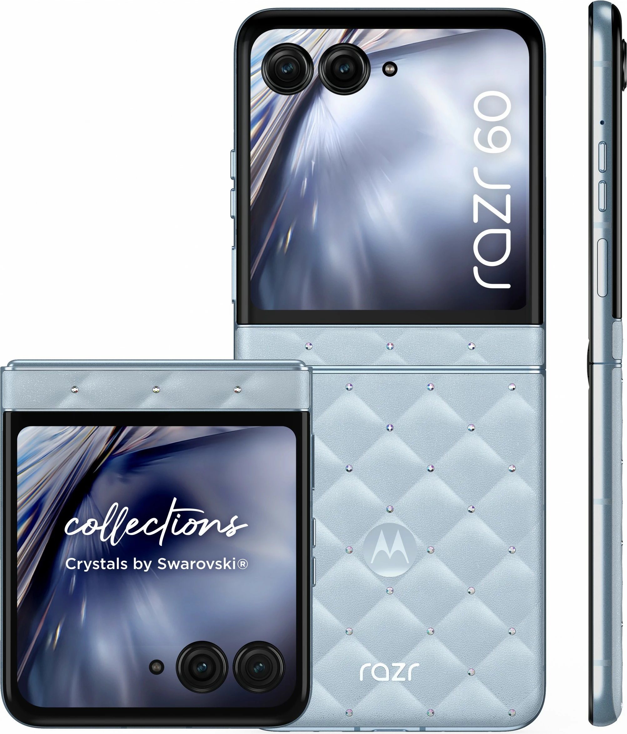 Celular Motorola razr60 + kufje Buds Loop, Swarovski Edition, blu