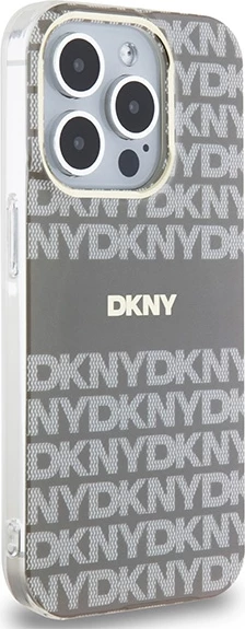 Mbështjellës DKNY IML Mono & Stripe MagSafe për iPhone 15 Pro Max, bezhë