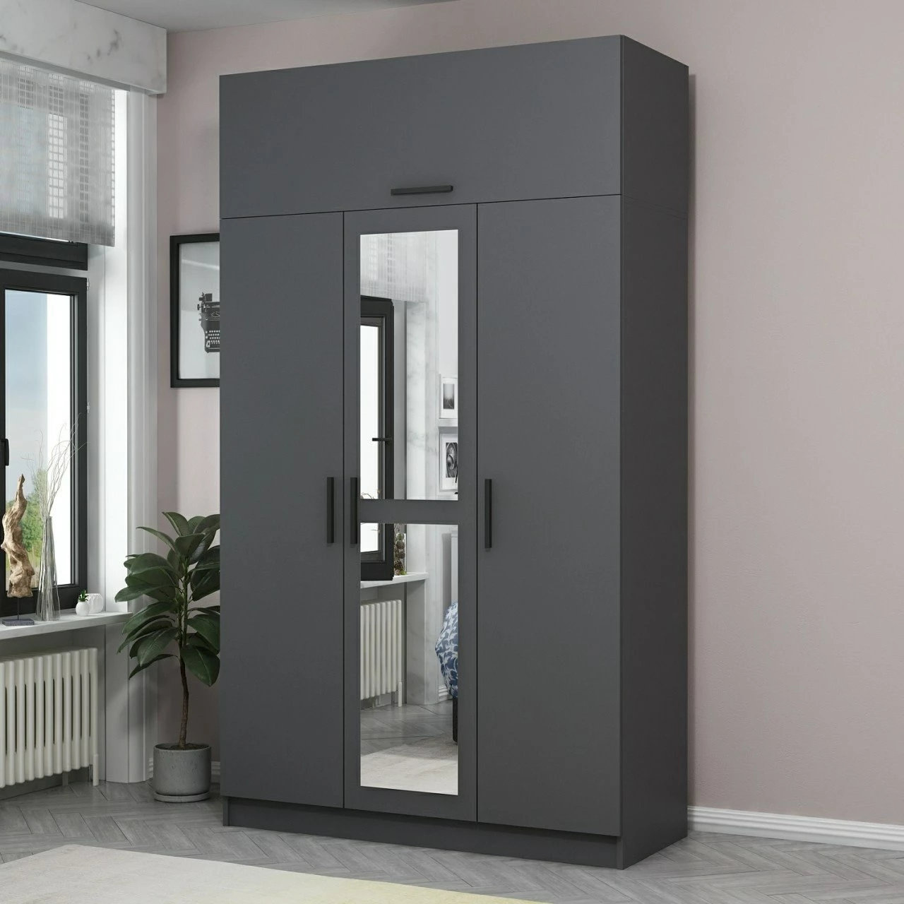 Dollap Hanah Home, Minar 3 kapak, anthracite, 135x235x52 cm