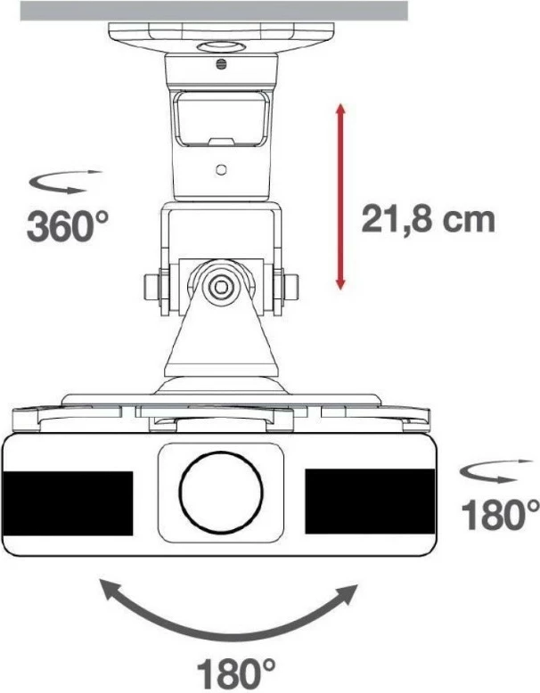 Mbajtëse tavani për projektor Techly 22403, 22cm, 10kg, e zezë