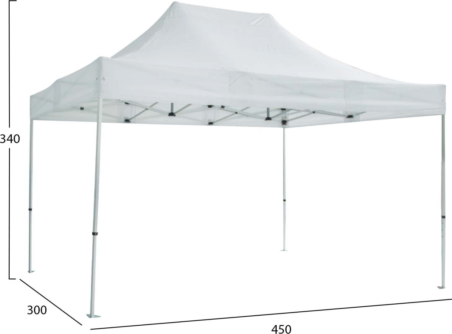 Gazebo CRESSEN FH6306 i palosshëm, kornizë alumini ngjyrë argjendi, hije të bardha 3x4,5x3,4Hm