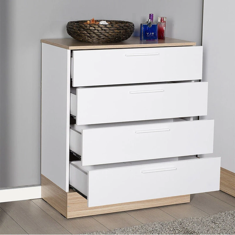 Komodë me sirtarë Pelita, ngjyrë bardhë-lisi, 72x40x88cm