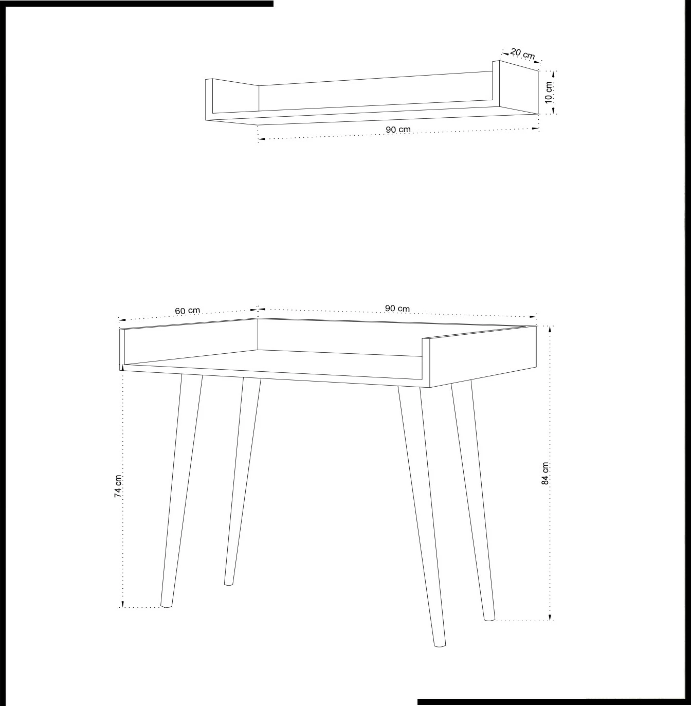 Tavolinë pune moderne me raft muri, e bardhë, Skye Decor, Ballony